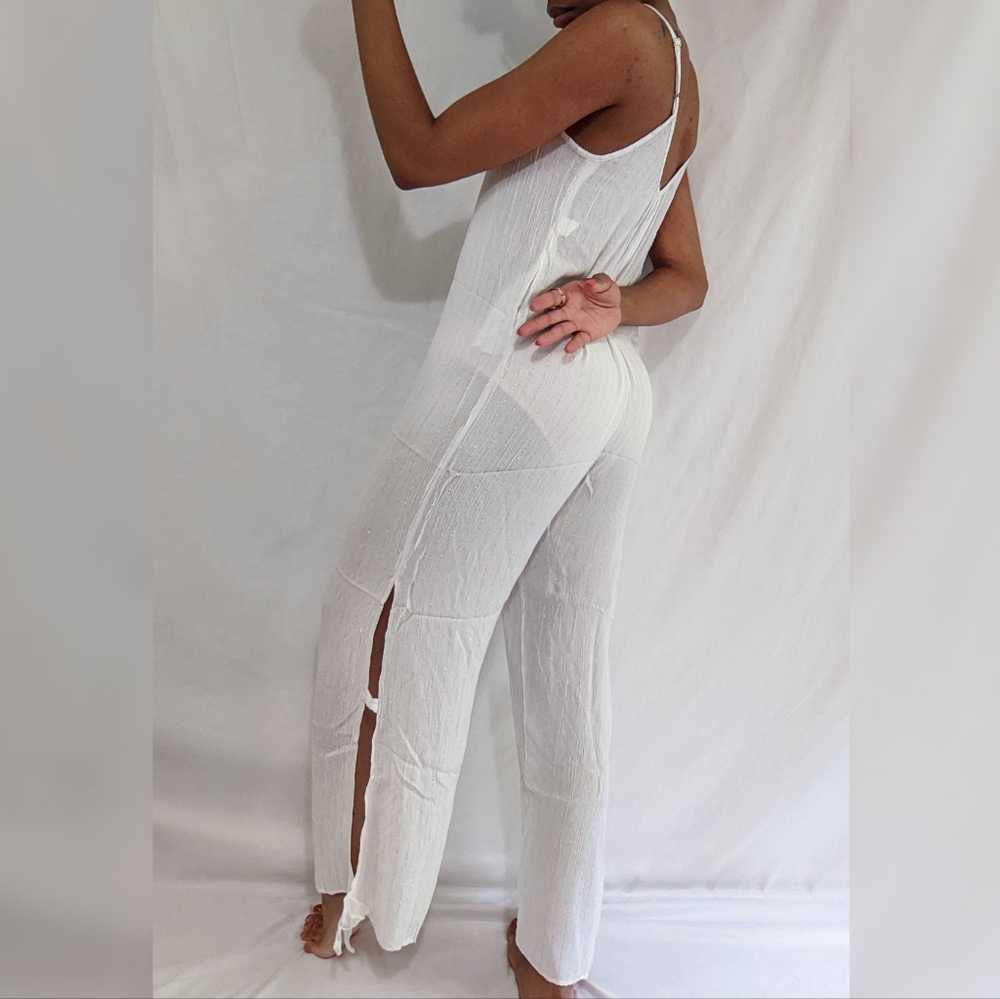 NWT Elan Gemma White Wide Leg Jumpsuit Cover Up
